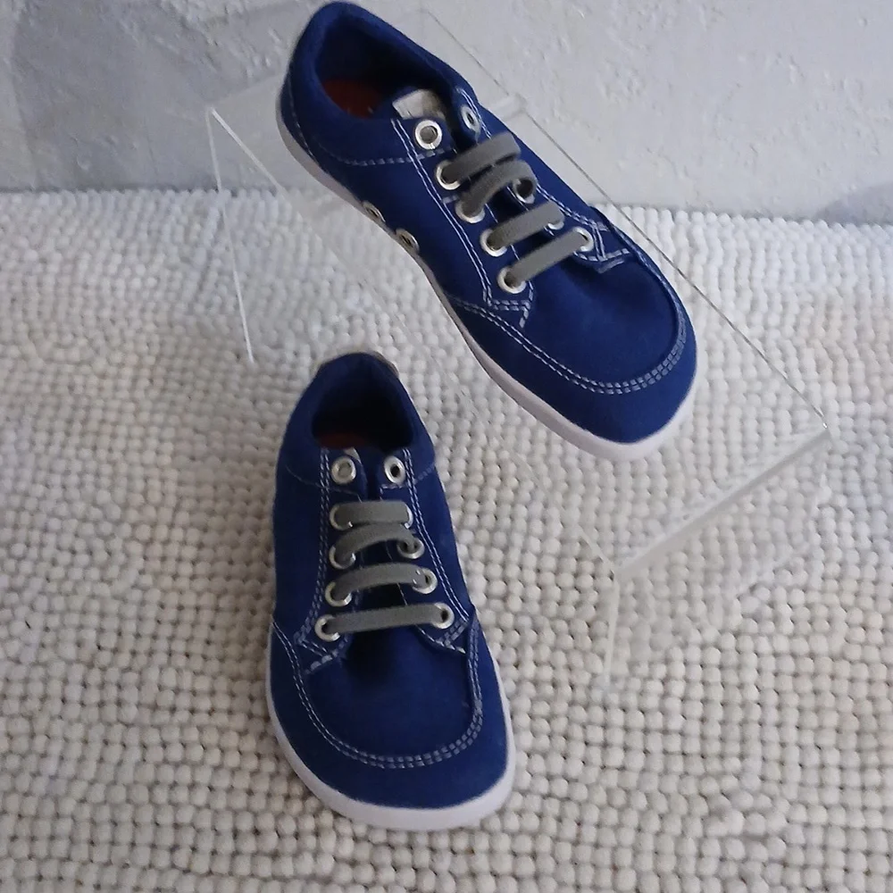 Kids Blue Canvas Sneakers - Casual Slip-On Style